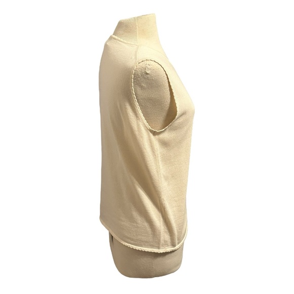 Neiman Marcus Exclusive Women’s Cashmere Silk Size L Sweater Sleeveless Ivory - Picture 3 of 7